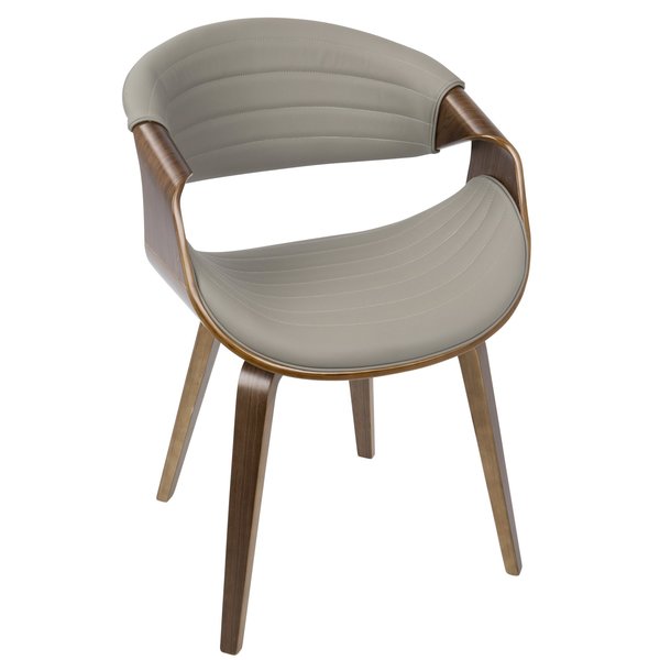 Lumisource Symphony Dining/Accent Chair in Walnut Wood and Grey Faux Leather CH-SYMP WL+LGY